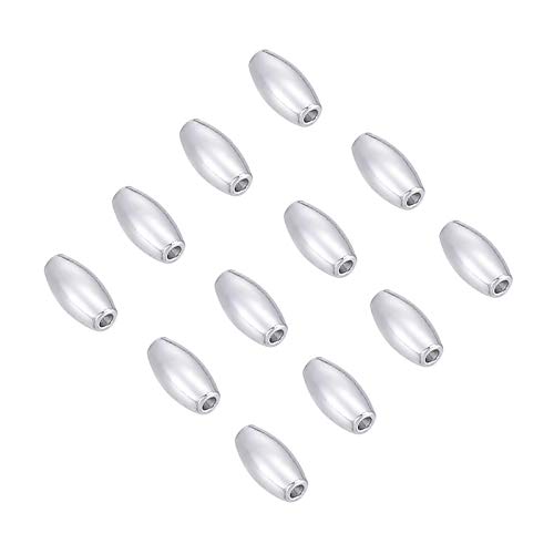 HooAMI 20pcs 925 Sterling Silver Oval Spacer Beads Charms Jewellery Findings Making Craft 6mmx3mm
