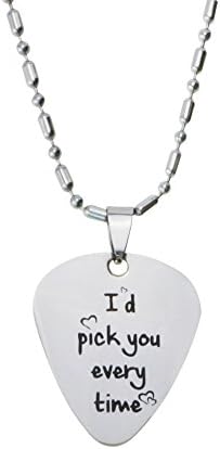 Guitar Pick Pendant Necklace by AnalysisLove "I'd Pick You Every Time" Valentine's Day Gift for Mens