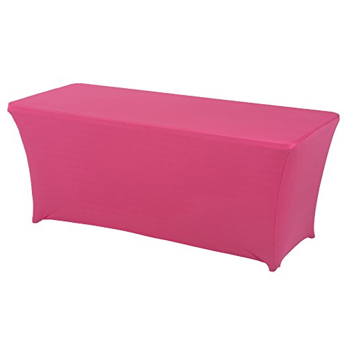 Haorui Rectangular Spandex Table Cover (6 ft. Fuchsia) - Thumbnail 7