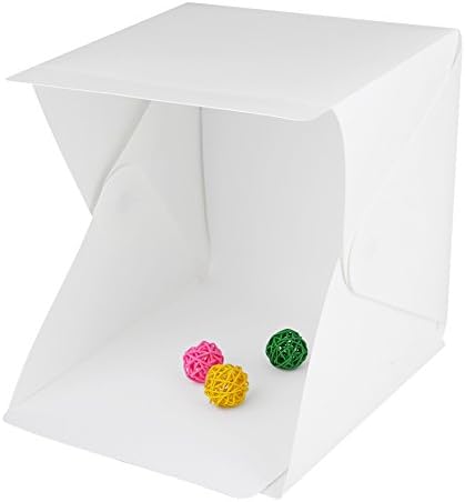 Meegol LED Light box Studio with Folding portable photo photography , White &amp; Black background photo Shooting , 9" x 8.9" x 9.5"