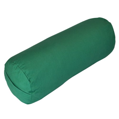 YogaDirect Supportive Round Cotton Yoga Bolster, Green