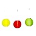3 Solar Hanging Nylon Lanterns, Red, Yellow, and Green, 12