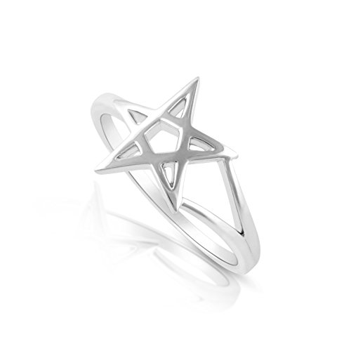 Sterling Silver Pentagram Star Ring - Size 7