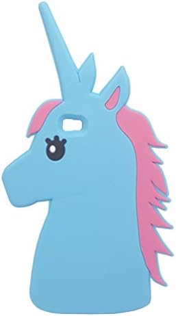 Huawei P8 Lite Case, Duosi Cute 3D Cartoon Unicorn Animal Horse Huawei P8 Lite Soft Silicone Case Rubber Back Cover Skin (Blue)