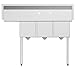 KoolMore - SC121610-12R3 3 Compartment Stainless Steel NSF Commercial Kitchen Sink with Drainboard - Bowl Size 12