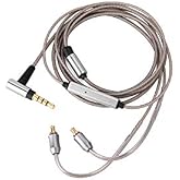 okcsc A2DC Jack Earphones Cable OFC Silver Plated Remote Control 3.5mm Plug Replacement Headphone Upgrade Cable with Mic for Audio-Technica Headphones ATH-LS50 LS70 E40 E50 E70 LS300 (Mic)