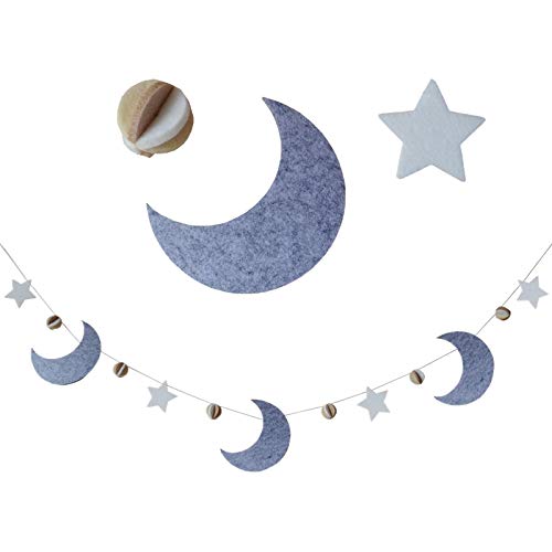 Sorrel + Fern Crib Garland Moon and Stars Felt Garland Baby Nursery Décor - Thumbnail 3