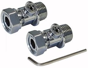 Isolating Heated Towel Rail Radiator Tails 15mm Compression Valve X 1/2" Chrome