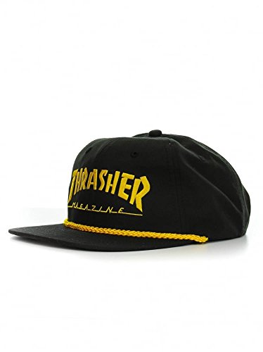 Thrasher Rope Snapback Hat - Black Yellow