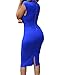 HUUSA Womens Low V Neck Sleeveless Bodycon Cocktail Party Midi Dress L Royal Blue
