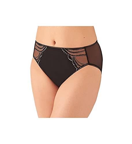 Wacoal Evocative Edge Hi Cut Brief Panty Ropa Interior, Negro, S para Mujer