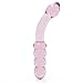 Healthy Vibes Glass Creations Curved Pink Glass G-spot Dildo with Pleasure Texture - Double Ended Anal Dildo