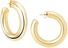 JANIS BY JANIS SAVITT High Polished 18K Yellow Gold Plated Large Hoop Earrings