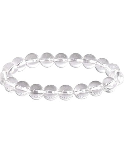 DHYANARSH Natural 8 mm Preciosas piedras preciosas semipreciosas Curación SPHATIK / Pulsera de cuentas elástica de cristal Unisex