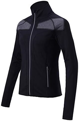Empirelion Sports Womans Night Running Jacket, Thermal Long Sleeves with Reflective Zip up Tops