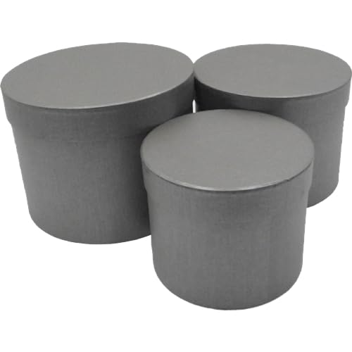 INERRA Flower Hat Boxes Florist Box Vase - Set of 3 (Grey)