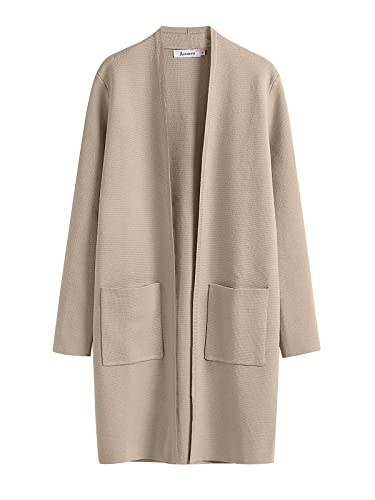 ANRABESS Cardigan Sweater for Women Casual 2024 Fall Fashion Coat Long Sleeve Open Front Knit Coatigan Outwear
