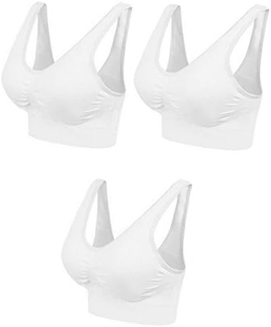 Pink Rice® 3-Pack Seamless Sleep Bra Leisure Stretch Sports Vest Wide Straps Wire Free Comfort Bra Women/Girls Crop Top Available Sizes: S-4XL