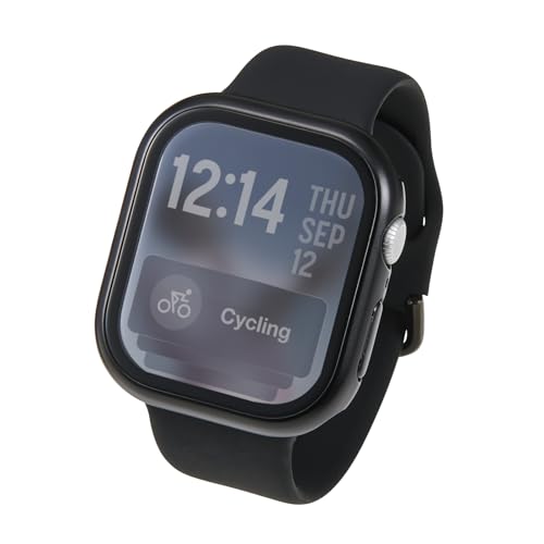 エレコム Apple Watch 保護ケース 46mm [Apple Watch Series 11/10 対応] フルカバー メタリックデザイン プレミアムガラス 10H 光沢 指紋防止 飛散防止 ブラック AW-25AFCGPBK