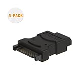 SATA to LP4, CableCreation [5-Pack] SATA 15 Pin Male to LP4 Female Power Adapter, Black