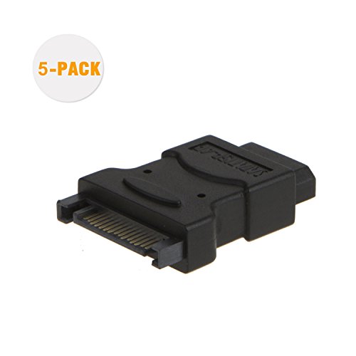 SATA to LP4, CableCreation [5-Pack] SATA 15 Pin Male to LP4 Female Power Adapter, Black
