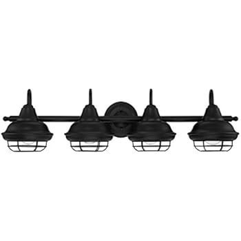 Designers Impressions Charleston Matte Black 4 Light Wall Sconce/Bathroom Fixture: 10014