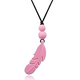 Silicone Feather Teething Pendant Necklace for Baby,Kids Costume Jewelry, Toddler Chewy Accessory
