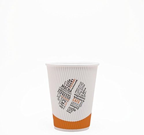 Life in Green 12-Ounce Disposable Insulated Ripple Hot Paper Cup Mocha Design 500 Ct Case