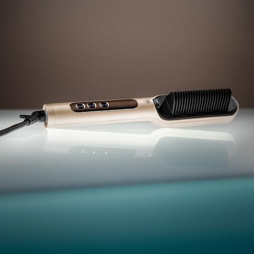 Brosse Lissante avec Technologie Ionique InstantCare Lisse IonTech. 23 Dents, 9 Réglages de Température, Revêtement Céramique, Chauffage en 30s, Puces Anti-brûlures, Gant et Pinces