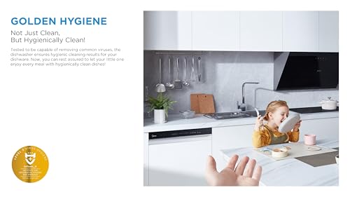 Midea Smart Freestanding Dishwasher With BLDC Motor, 15 Place Settings, 9 Programs, Wi-Fi, Turbo Speed, Power Wash & Auto Open Function, Silent & High Energy Efficient, Black - WQP15-WU7633GUR(BS)-GCC