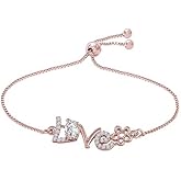 I Jewels Rose Gold Plated Cubic Zirconia Adjustable Bracelet Jewellery with Pull-Chain for Women (ADB161-68)