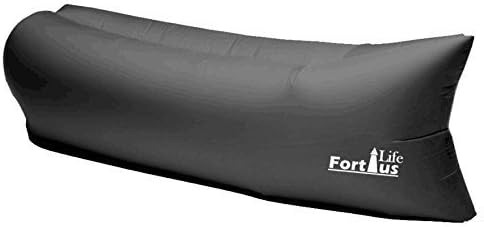 Pump-free inflatable air Lounger Sofa bed made of 210T ripstop polyester comes in travel bag portable for indoor/outdoor use in living room in water by lake or sea (Black, Buy any TWO, get 5% off)
