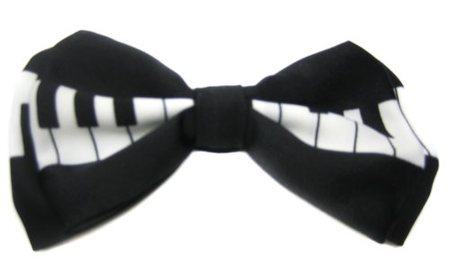 Piano Keyboard Tuxedo Bow Tie Pre Tied Plastic Clip