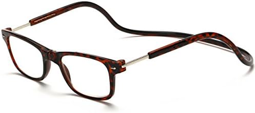Adjustable Front Connect Reader Magnetic Reading Glasses for Women and Men Tortoise 150