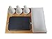 Cooking Stone - Complete Set Lava Hot Steak Stone Plate and Cold Lava Rock Hibachi Grilling Stone w Ceramic Side Dishes and Bamboo Platter