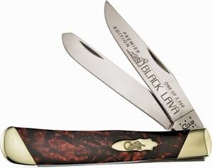 Case Black Lava Trapper Folding Knife with with Clip and Spay Blades