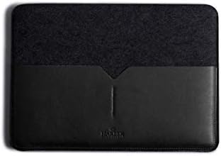 Laptop Black Edition Leather Sleeve Handmade Case and Wool Felt Cover (Macbook Pro 16”, Black)