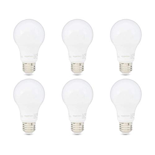 AmazonBasics 60W Equivalent, Soft White, Non-Dimmable, 10,000 Hour Lifetime, A19 LED Light Bulb | 6-Pack