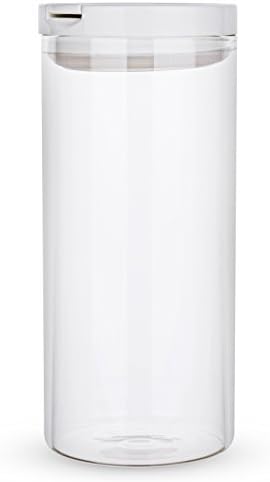 Karafu 42 Ounces Borosilicate Glass Airtight Food Storage Container, Airtight Storage Jar for Dry Food, Sugar, Tea, Coffee, Cookies, Snacks, Liquid or More (White)