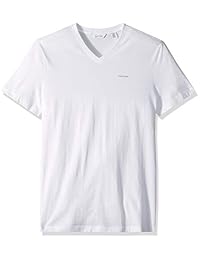 calvin klein Playera de manga corta para hombre playera de cuello en V de algodón