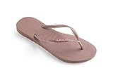 Havaianas Women's Slim Logo Metallic Sandal, Rose,39/40 BR (9-10 M US)