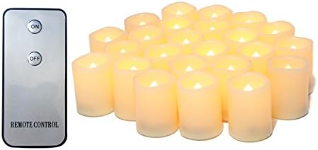 Candle Choice 24 PCS Flameless Candles, Flameless Tealights, Flameless Votives, Battery Operated Candles with Remote, Long Battery Life CR2450 Batteries Included (Votives,drips,cream white)