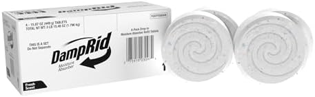 DampRid Moisture Absorber Drop-In Tablet Refill Pack, Fresh Scent, 15.8 oz., 4 Pack, Attract and Trap Excess Moisture and Eliminate Musty Odors for Cleaner, Fresher Air