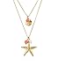 INPINK Fashion Jewelry Mykonos Starfish and Sand Dollar Pendant Necklace and Earrings Set in Gold-Tone