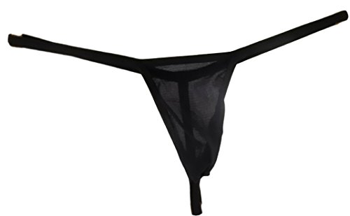 Men's Micro G String SHEER NAKED 6 Colors Bright Hot Sexy (Large, Black)