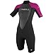 O'Neill Women's Reactor 2mm Short Sleeve Back Zip Spring Wetsuit,Black/Berry,4