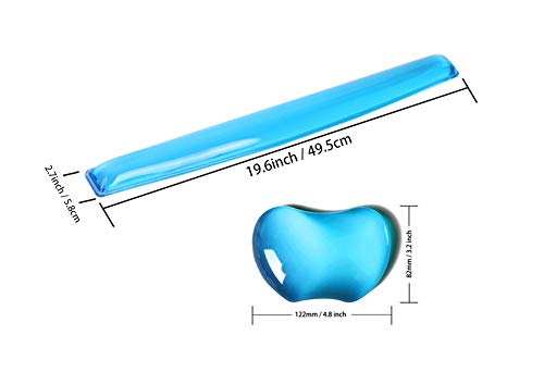 Silicone Gel Keyboard & Mouse Wrist Rest Pad Set Plus- ABRONDA Keyboard & Mouse Wrist Rest Support Heart-Shaped Translucence & Ergonomic & Comfortable & Durable & Pain Relief (Blue Set)