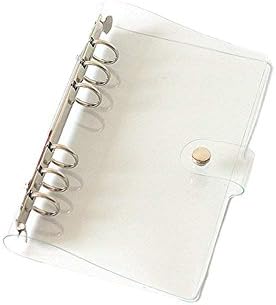 A5 6-Ring Clear Binder Covers Transparent Soft PVC Notebook Round Ring Binder Cover Protector Snap Button Closure Loose Leaf Folder (Transparent, A5)