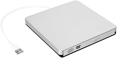 Emmako CD Drive External USB 2.0 DVD R CD RW player for Apple MacBook Air, Macbook Pro, Mac OS, PC Laptop(Classic Silvery)