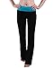 HDE Women's Color Block Fold Over Waist Yoga Pants Flare Leg Workout Leggings,Black & Teal,Medium